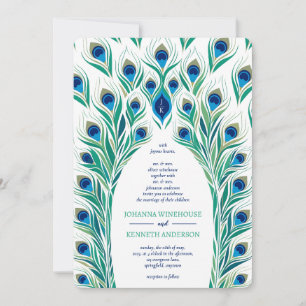 Invitation Cadre oculaire Peacock   Mariage de monogramme