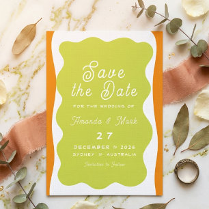 Invitation Cadre Ondulé Rétro Mariage Simple Classique Fantai