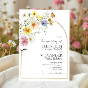 Invitation Cadre or Arch Fleur sauvage coloré   Mariage Boho