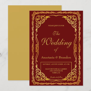 Invitation Cadre Or élégant MARIAGE