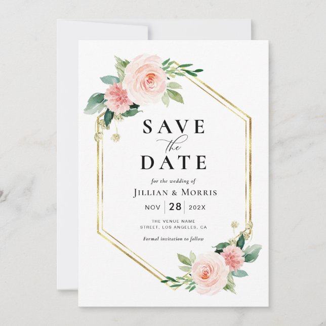 Invitation cadre or enregistrer l'invitation de date (Devant)