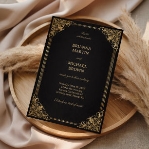 Invitation Cadre Orné de Luxe en Or