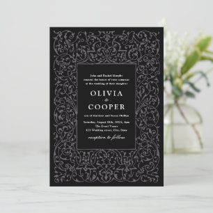 Invitation Cadre Orné Vintage Noir Mariage Classique