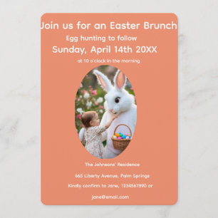 Invitation Cadre ovale de photo de Pâques de lapin et d'enfan