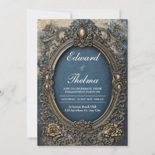 Invitation Cadre ovale doré orné de style victorien royal pou