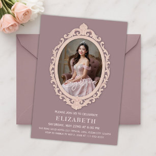 Invitation Cadre ovale Dusty Mauve 18e anniversaire Photo