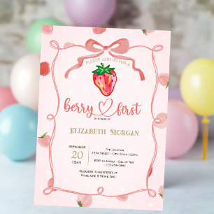 Invitation Cadre Pailleté Fête Bébé Rose à Carreaux