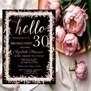 Invitation Cadre Pailleté Rose Gold 30e Anniversaire