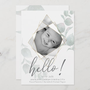 Invitation Cadre photo à facettes Eucalyptus Feuilles Albâtre