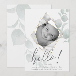 Invitation Cadre photo à facettes Eucalyptus Feuilles Albâtre