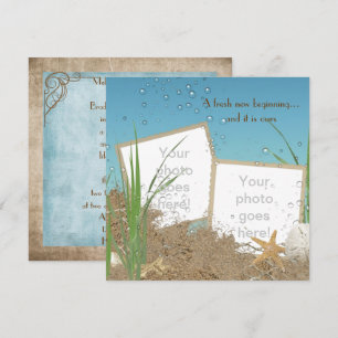 Invitation cadre photo mariage océan dans le sable
