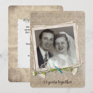 Invitation cadre photo vintage pour fête des 55 ans