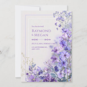 Invitation Cadre romantique de la fleur sauvage Pervenche pou
