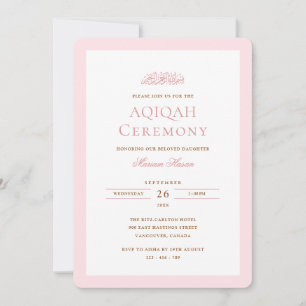 Invitation Cadre Rose Pâle Minimaliste pour Fille pour Cérémo