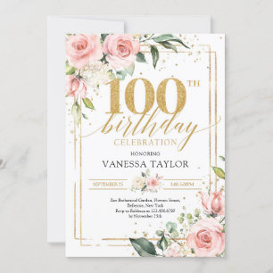 Invitation Cadre rustique en or avec verdure florale rose pâl