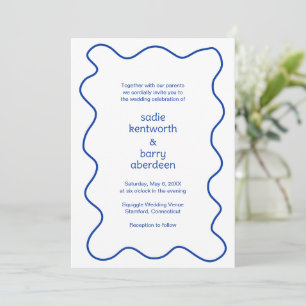 Invitation Cadre simple Cobalt Blue Squiger Mariage moderne