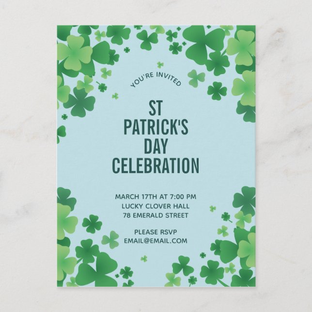 Invitation cadre trèfle minimaliste (Devant)