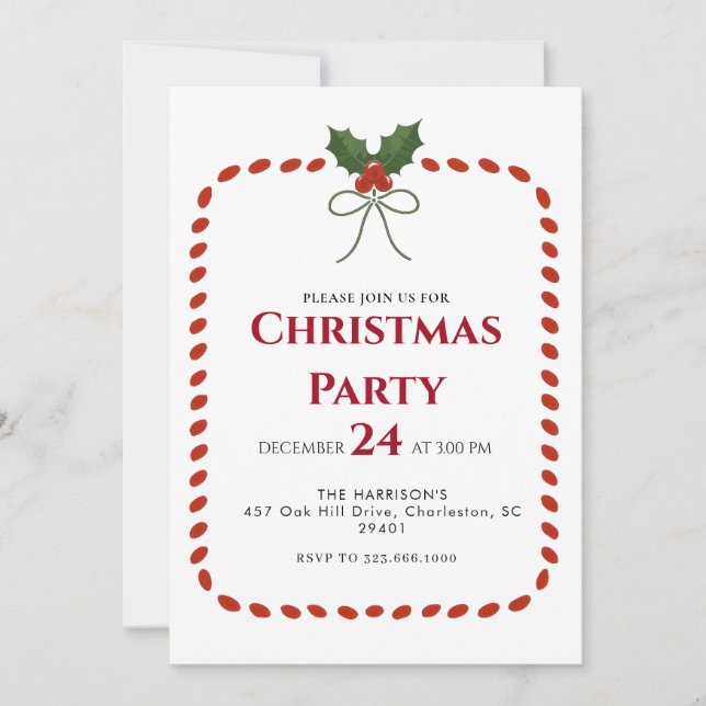 Invitation Cadre vert Dîner de Noël (Devant)