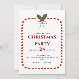 Invitation Cadre vert Dîner de Noël