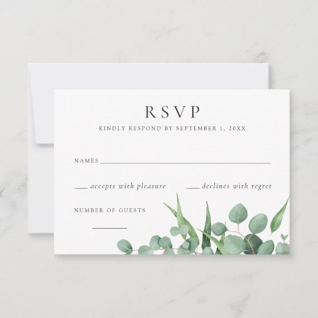 Invitation Cadre vert moderne Eucalyptus Botanical RSVP (Devant)