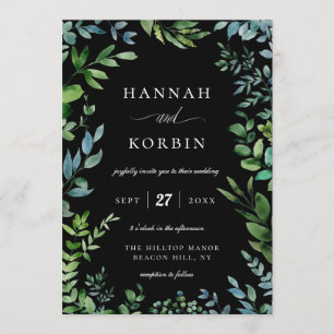 Invitation Cadre vert moderne   Mariage noir