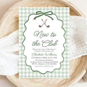 Invitation Cadre Vert Sauge Golf Nouveau au Club Baby Shower