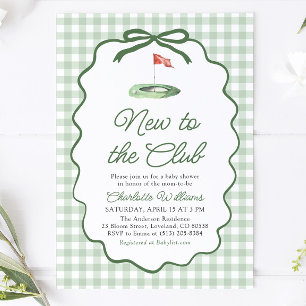 Invitation Cadre Vert Sauge Golf Nouveau au Club Baby Shower