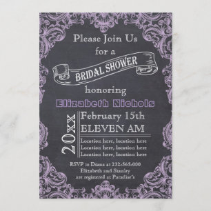 Invitation Cadre vintage et tableau noir mariage douche nupti