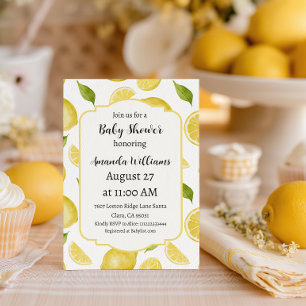 Invitation Cadre Vintage Jaune Beurre Citron Baby Shower