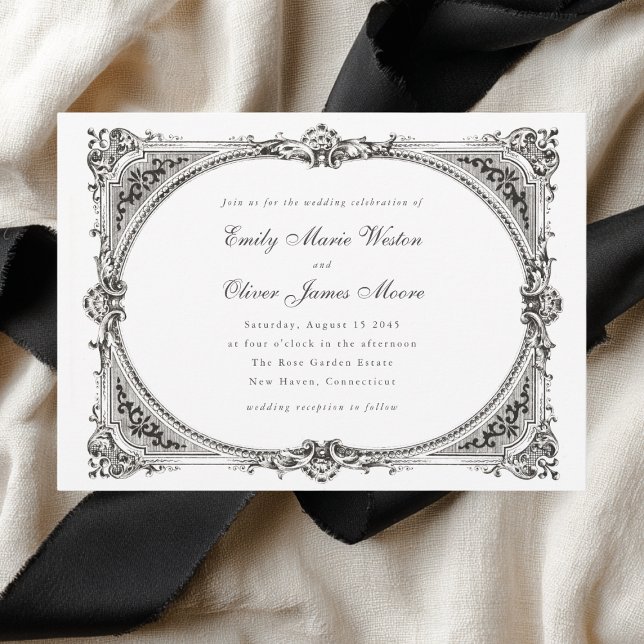 Invitation Cadre Vintage Opulent Mariage Formel Classique (Créateur téléchargé)
