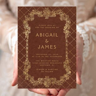 Invitation Cadre Vintage Rust Or Mariage