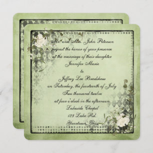Invitation cadre vintage vert et noir