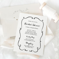 Cadre Whimsical | Fête des mariées noire et blanch
