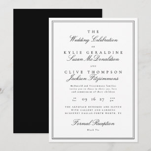 Invitation Cadres de mariage classiques noir et blanc formels