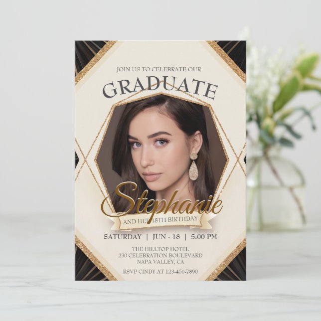 Invitation Cadres de photo scintillants pour l'anniversaire m (Debout devant)
