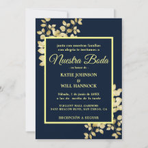 Cadres or Marine moderne Feuilles or Nuestra Boda