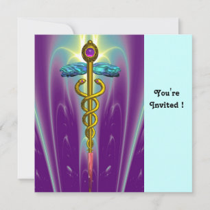 Invitation CADUCEUS bleu violet mauve améthyste blanc