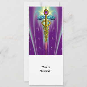 Invitation CADUCEUS bleu violet mauve améthyste blanc