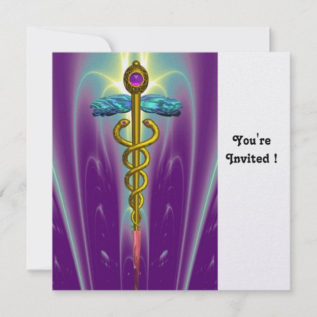 Invitation CADUCEUS bleu violet violet améthyste blanc (Devant)
