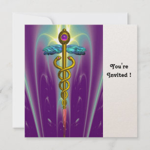 Invitation CADUCEUS bleu violet violet mauve améthyste or