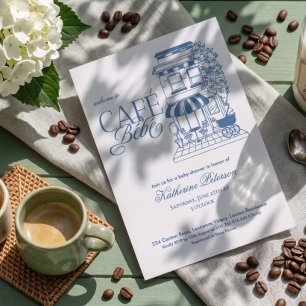 Invitation Café Ancien Bébé Baby Shower à la française