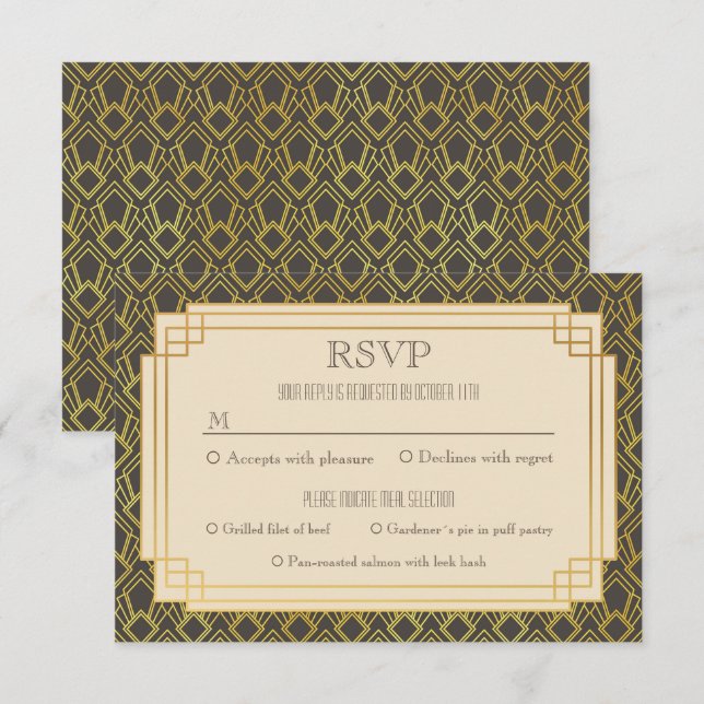 Invitation Café Art déco rsvp (Devant / Derrière)