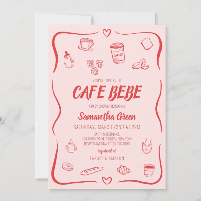 Invitation Cafe Bebe Baby shower (Devant)