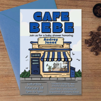 Invitation Cafe Bebe - Baby Shower sur le thème du café
