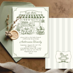 Invitation Cafe Branché Bebe Salon de Thé Café Fête de Bébé