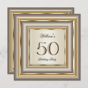 Invitation Café Crème Beige Or Argent Jour d'anniversaire 2