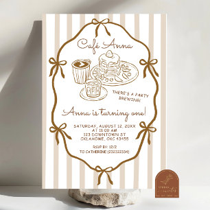 Invitation Café Dessiné avec Fantaisie Premier Anniversaire