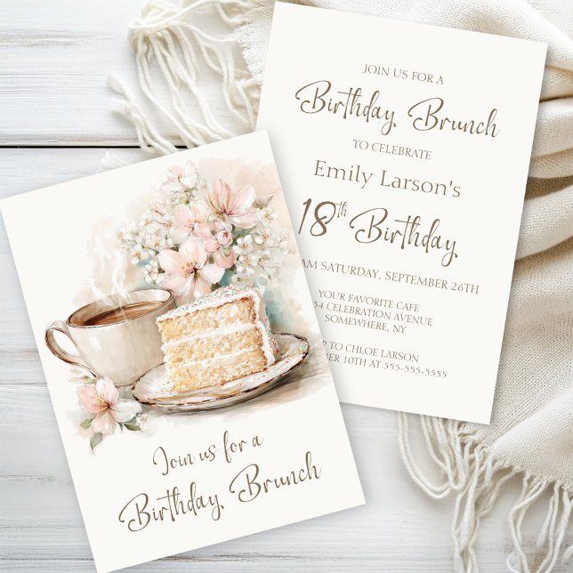 Invitation Café et gâteau 18e anniversaire Brunch (Créateur téléchargé)