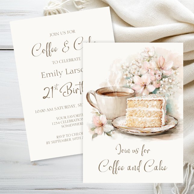Invitation Café et gâteau 21e anniversaire (Créateur téléchargé)