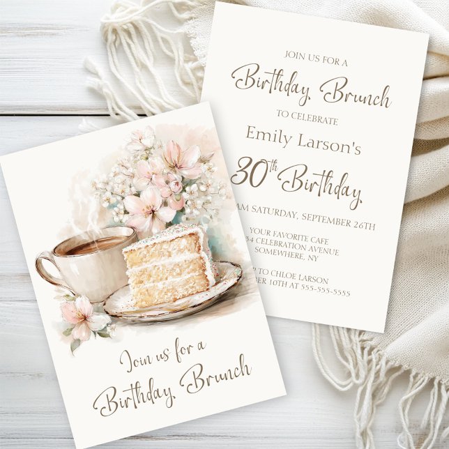 Invitation Café et gâteau 30e anniversaire Brunch (Créateur téléchargé)